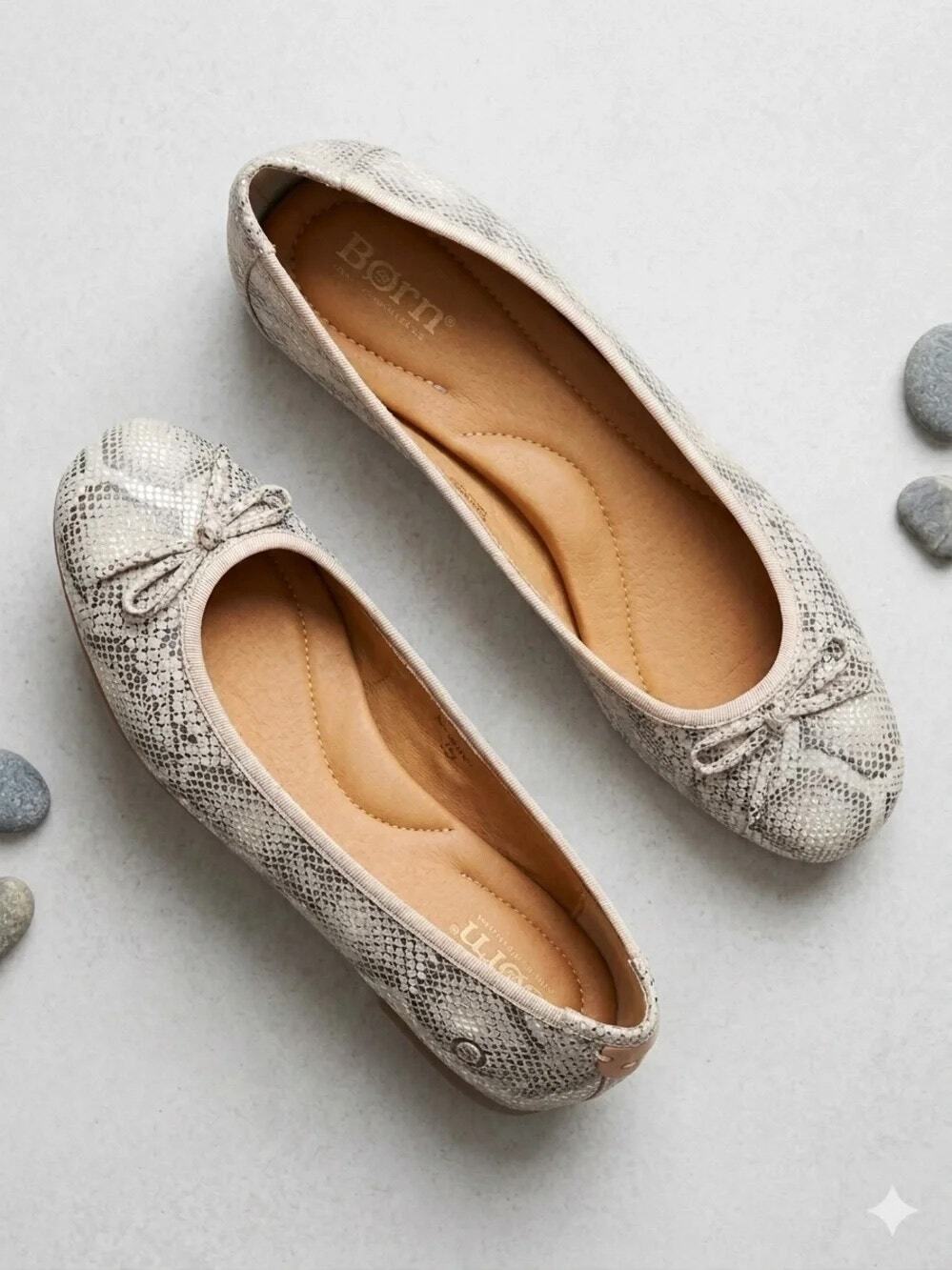 Born Women's Size 11 Faux Snake Skin Animal Print Ballet Flats